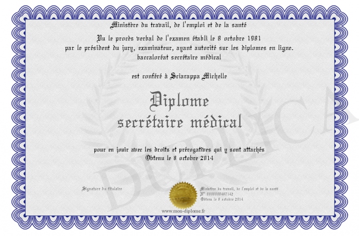 diplome secretaire medicale